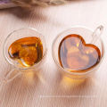 double wall clear glass cup heart shaped